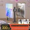 Dual Monitor Stand for 24/27/32/43 inch Screens with Perforated Desktop, Height Adjustment, and 360° Rotation