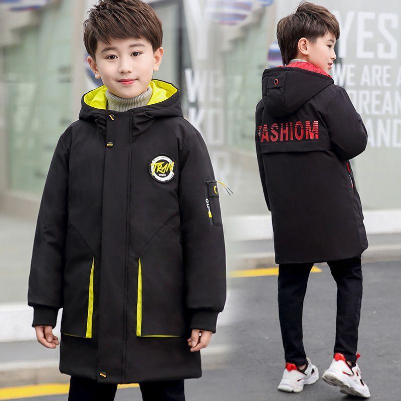 Children's Mid-Length Cotton Coats: Winter Casual Thickened Cotton Jackets for Boys