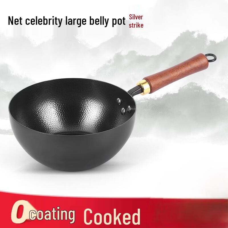 Mini Traditional Non-Stick Iron Pot with Glass Lid, 24cm