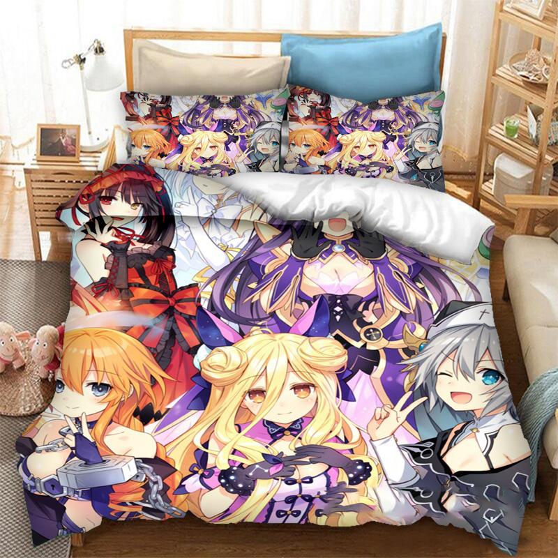 3D Printing Anime Date A Live Bedding Set Boys Girls Twin Queen Size Duvet Cover Pillowcase Bed Kids Adult Fashion Home Textiles