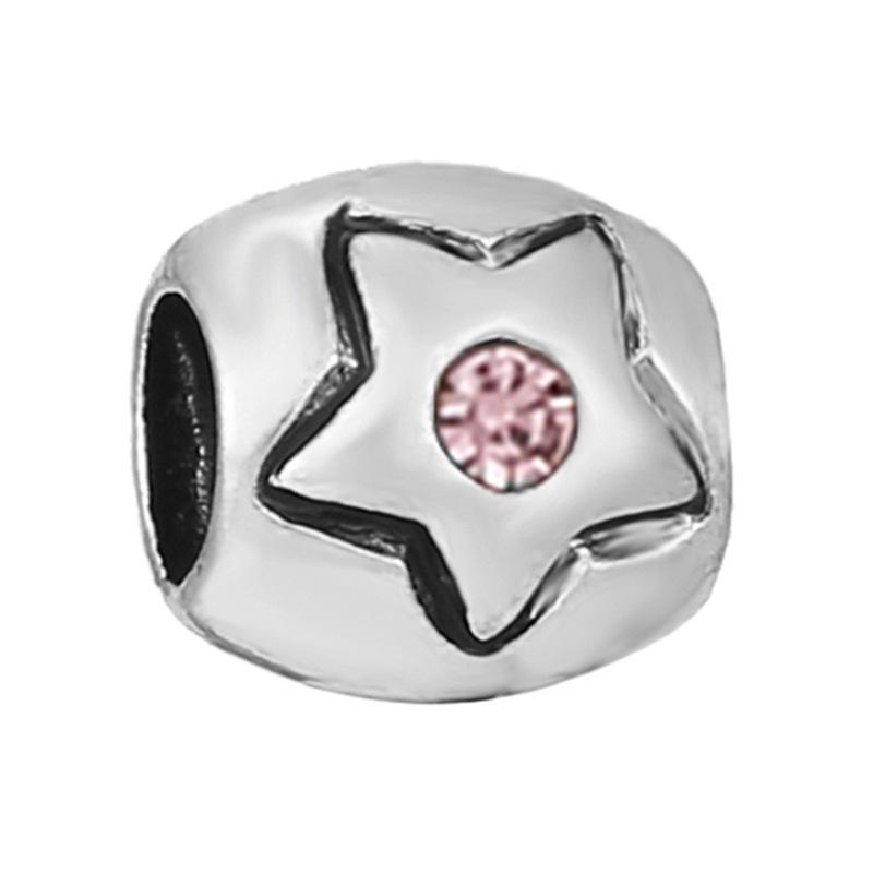 New Silver Plated Pink Diamond Butterfly Alloy Large Hole Charm Beads For DIY Bracelet Necklace Jewelry Accessories Gift