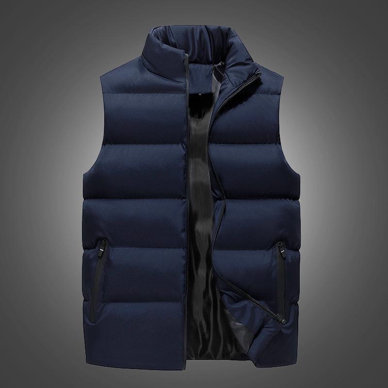 Men's Cotton-Padded Stand Collar Vest - Autumn/Winter Casual Sleeveless Outerwear