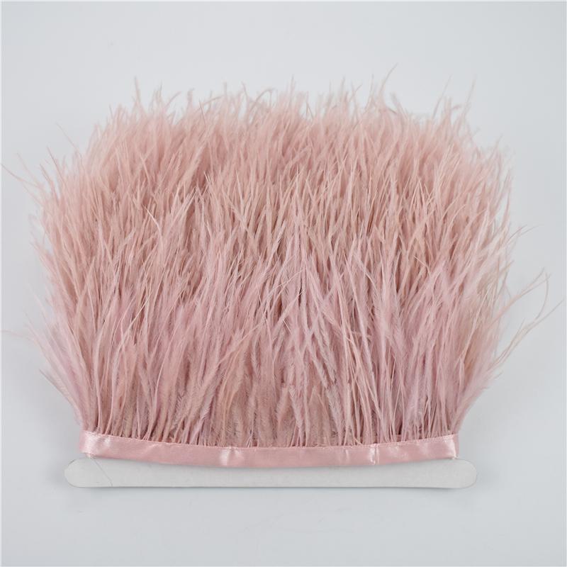 2Meters Leather Pink Ostrich Feather Trims Fluffy Turkey Feather Boas Goose Plumas Fringe Ribbon for Needlework and Handicrafts