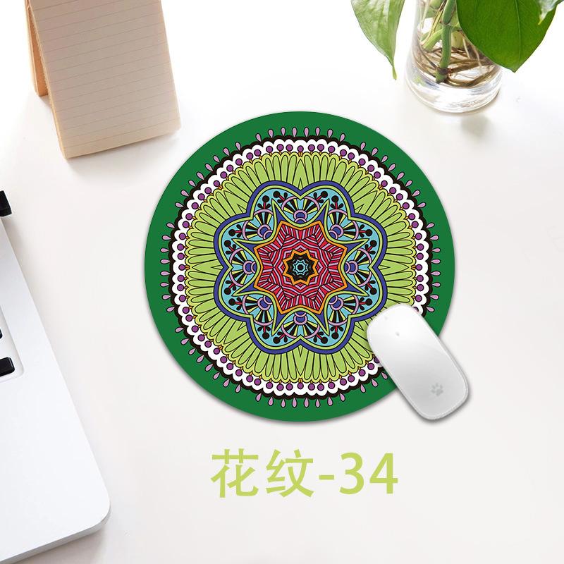 Ethnic Style Pattern Round Small Creative Thickened Mouse Pad Keyboard Pad Office Cup Table Mat Production