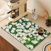 1Pcs Rubber Drying Mat With Flower Absorbent Pattern For Shop Restaurant Kitchen Carpet Tableware Durable Diatom Mud Table Mat Pet Mat Coffeeware