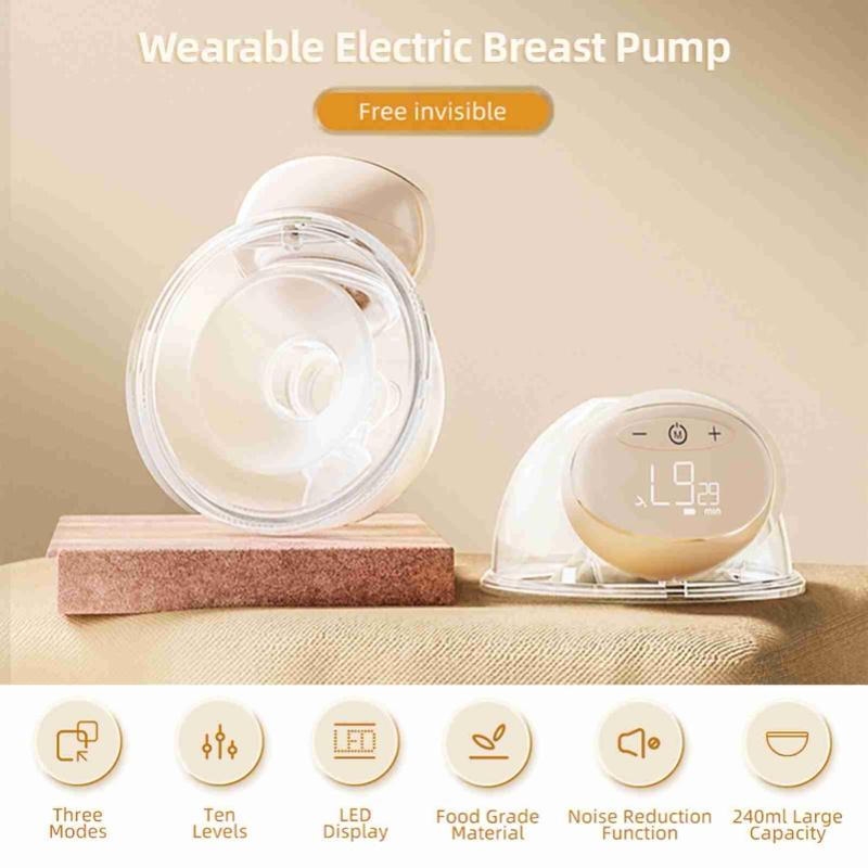 Wearable Electric Breast Pump 8oz/240ml Capacity 3 Modes 10 Suction Levels For Breastfeeding