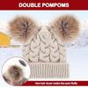 3 Pieces Kids Knitted Woolen Hat Winter Warm Pom Pom Beanie Cap Knit Hat with Detachable Pom for 1-3 Years Old Girls Boys