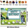 Carrello da Golf 2D Mazza Palla Buon Compleanno Sfondo Erba Verde Banner Sfondo Foto Sportiva