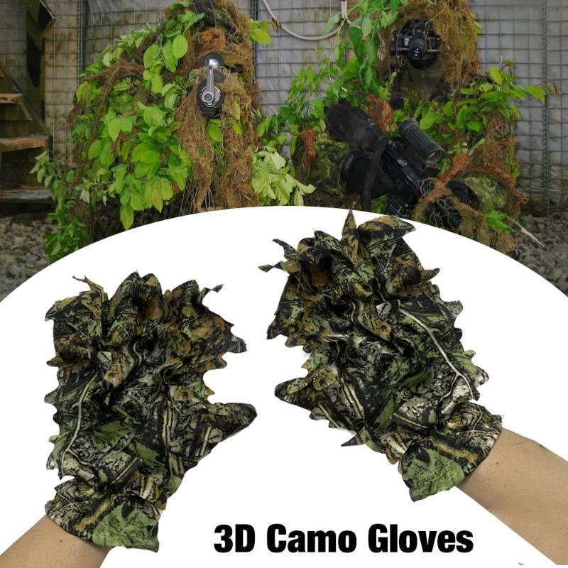 Sneaky 3D Camo Gloves Comfortable Non-slip Durable 3D Leaf Gloves for Paintball Hunting Bird Watching