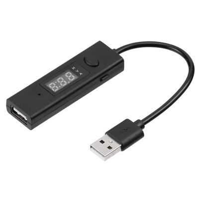 Sanwa Direct USB Timer, Timer wyłączania zasilania, Miernik prądu i napięcia, Ochrona przed przeładowaniem, Obsługa 3A, USB 2.0 Typ-A, Czarny, 500-USB057