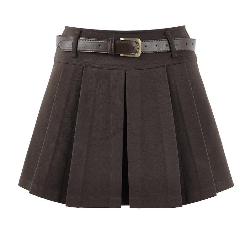 Qiusui Yiren Pleated A-Line Short Skirt
