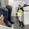 Fashion Women's Tall Water Shoes Long Rain Boots Adult Non-slip Warm Women's Water Boots Velvet Waterproof Glue Shoes