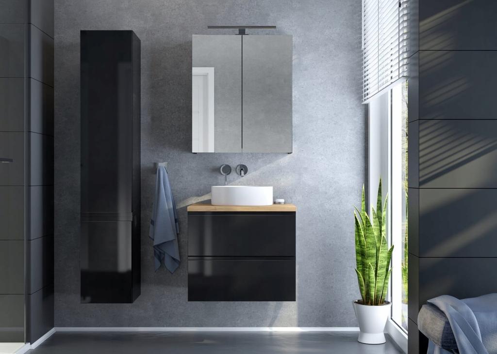 Black Wall-hung Bathroom Cabinet 60x50cm Without Countertop for Modus Washbasin