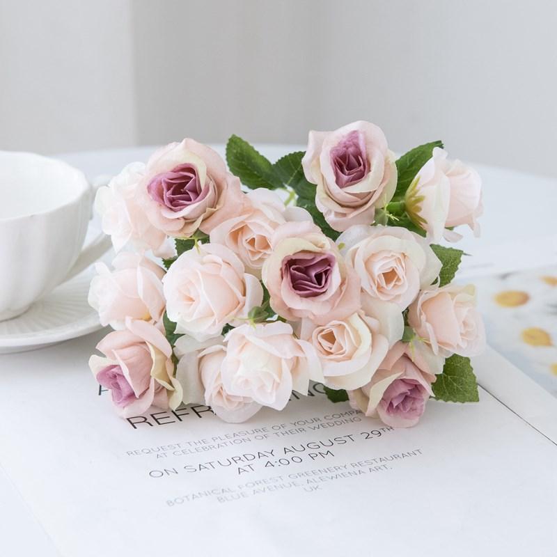 

15 Голов Искусственный Цветок Шелковая Роза Букет Невесты Для Свадебного Стола Вечеринки Ваза Рождество Аксессуар для Домашнего Декора Поддельные Цветы шампанского