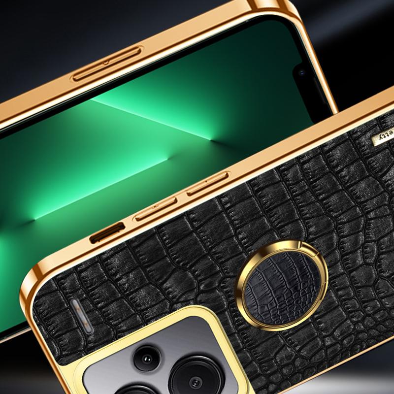 For Xiaomi Redmi Note 13 Pro+ 5G Case 6D Electroplating Ring Kickstand Anti-drop Cell Phone Cover