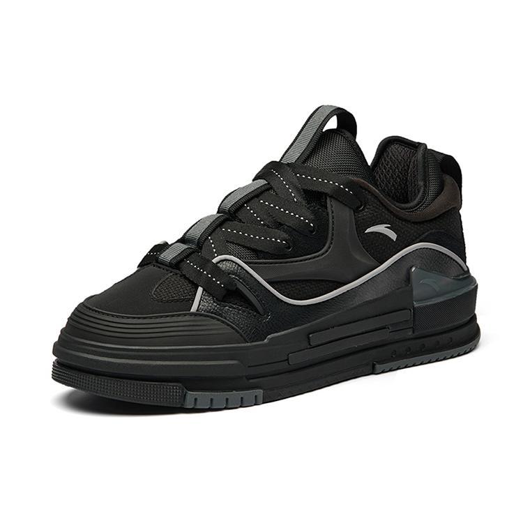 Anta Bump Puffy Shoes Abrasion Resistant Slip Resistant Low top Skateboard Shoes Men's Black 912238060-2