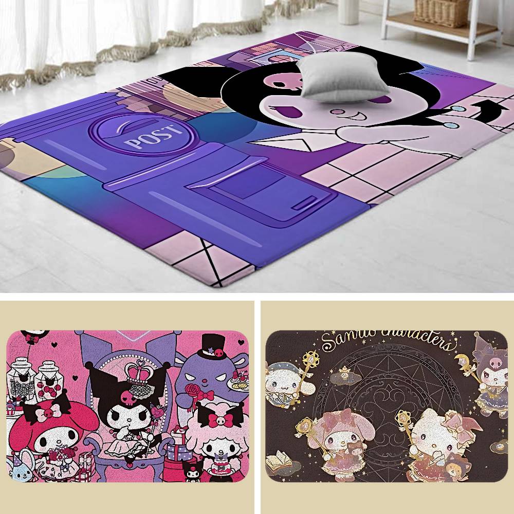 Cute Anime Kuromi Floor Mats Home Laundry Rug Carpet For Living Room Decor Lounge Area Anti-slip Foot Mat Entrance Doormat
