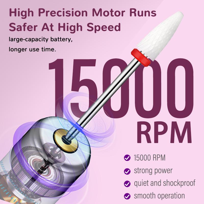 Silent Electric Nail File and Drill Kit - Anti-Splash Manicure Tool with Rechargeable Low Noise Polishing for Home