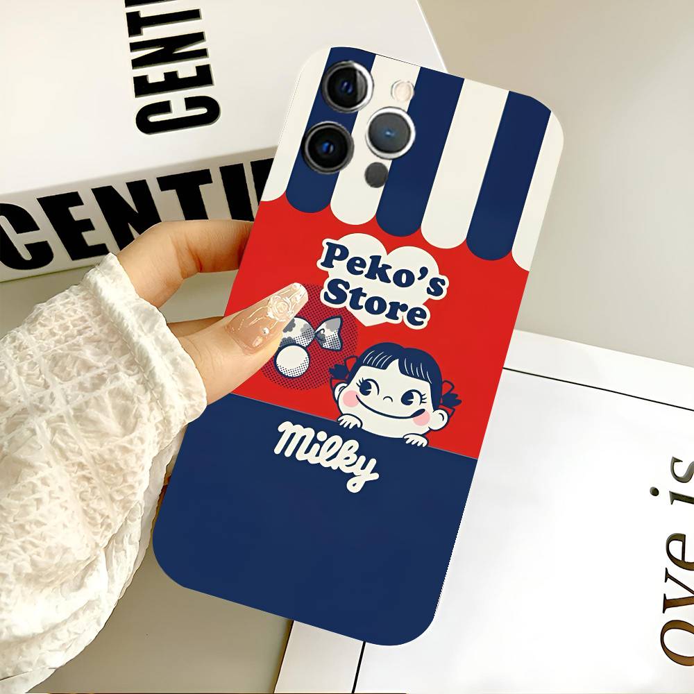 Fujiya Milky Peko-Chan Phone Case Black Silicone Soft Shell For IPhone 17 16 15 14 13 12 11 Air Pro Max Plus Hot Sale