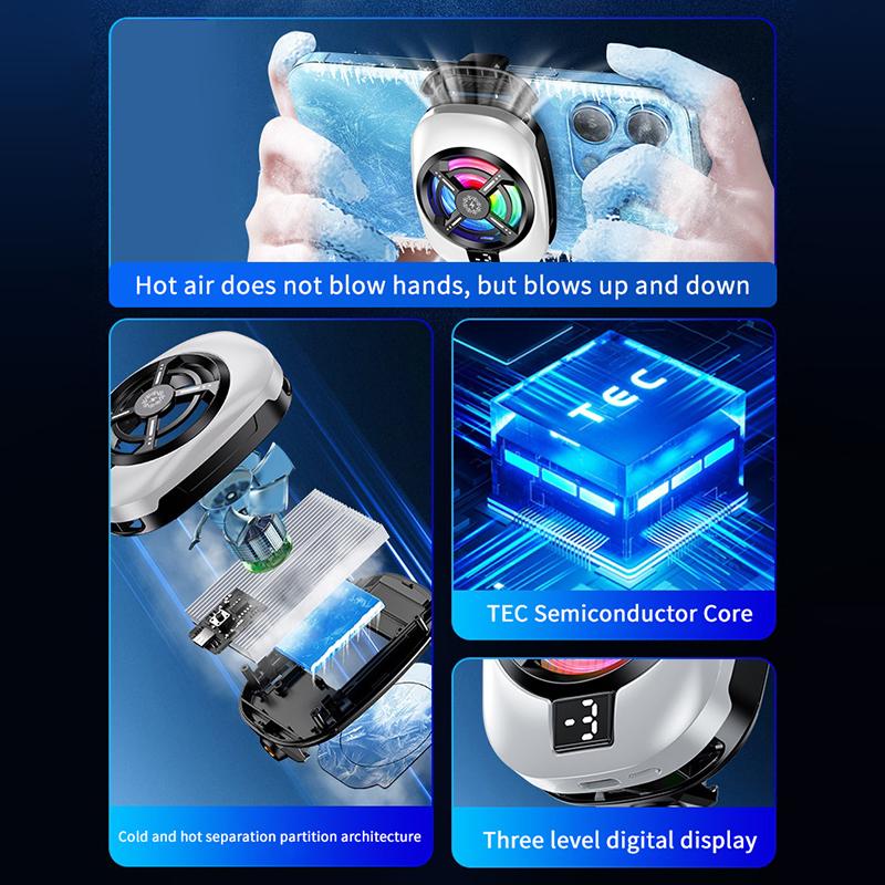 Polovodičový chladicí ventilátor na mobilní telefon Radiátor Zadní klip Pro Hry/Živé vysílání Chladič telefonu Pro Iphone Android Univerzální