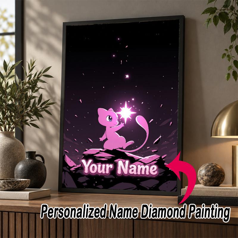 Personalized Mew Diamond Art Custom Name 5D Diamond Painting Full Drill DIY Craft