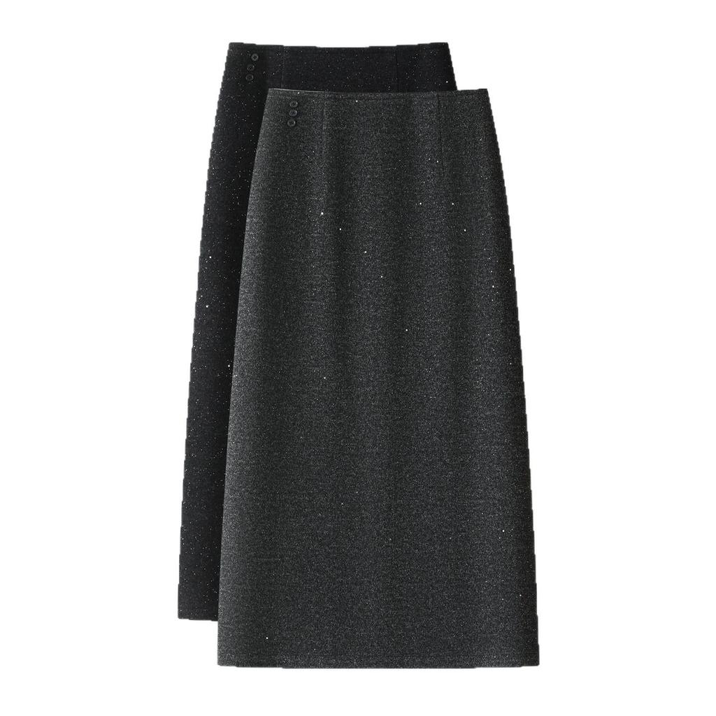 Women's High Waist Slimming Midi Skirt - Autumn/Winter 2025, Thickened & Warm, Comfortable Tall Fit, Hip-Hugging Design.