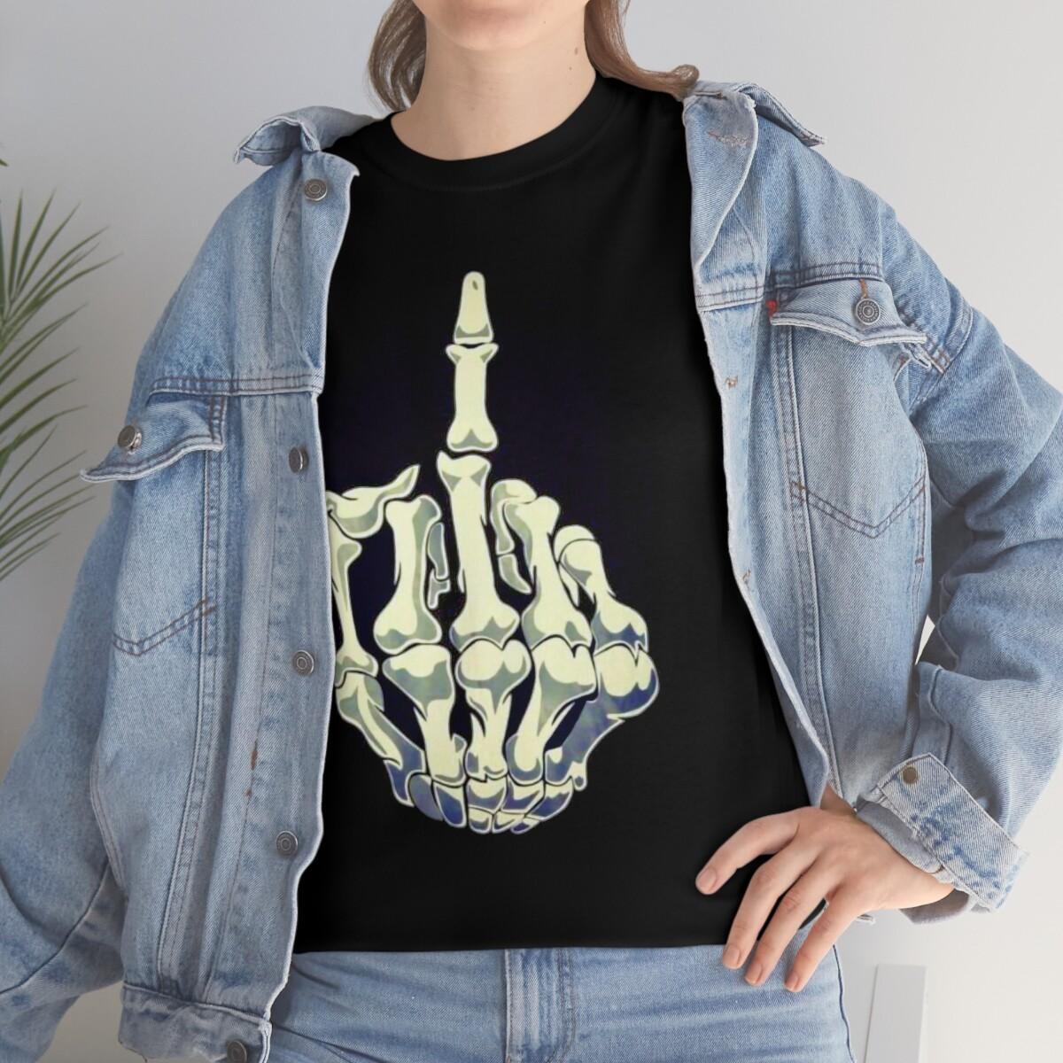 Skeleton middle finger FU Unisex Heavy Cotton Tee XXXL