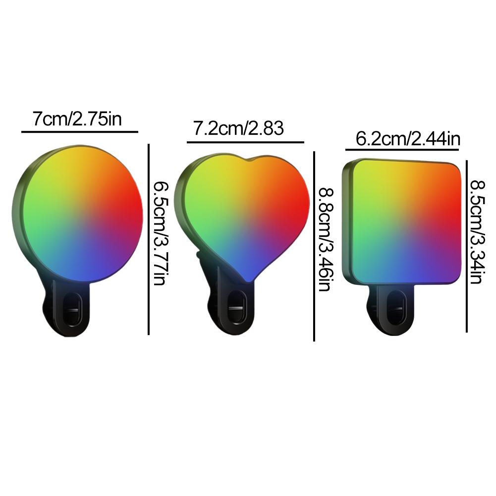 RGB Colorful Selfie Fill Light Clip-On Beauty Fill Light With Three Color Temperatures For Live Streaming & Photography