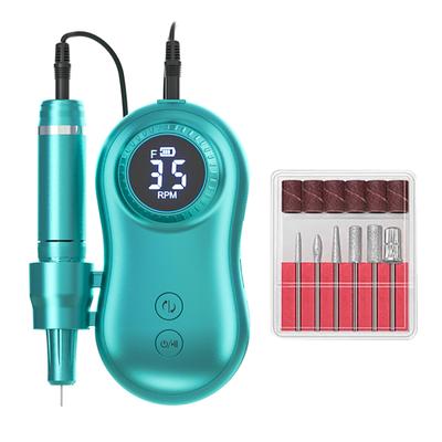 Nagelfräsmaschine 35000 U/min LCD-Anzeige USB Wiederaufladbar Elektrische Nagelpoliermaschine mit 6