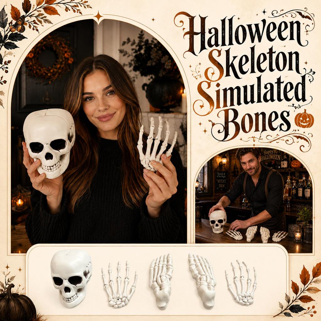 Accessoires Squelette Halloween Lot de 5 Pièces - Faux Réaliste pour Décoration de Maison