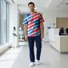 Men's Short Sleeve V-Neck  Print Chest Pocket Care Top