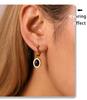 Qiong Yao European Oval Agate Earrings, 18K Gold-Plated Stainless Steel, Elegant and Exquisite Drop Design for Women