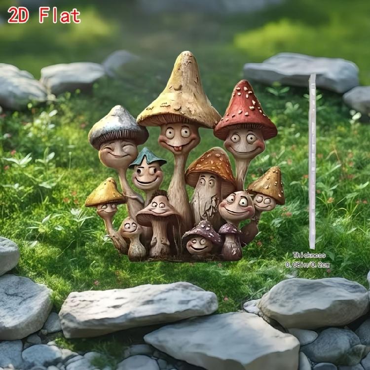 Acrylic Garden Stake Decoration Mushroom Yard Stakes Ornament Waterproof Garden Statue for Outdoor Decoration
