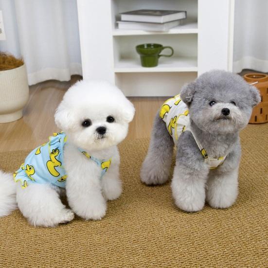 Dog Slip Dress Breathable Summer Yellow Duck Print Ruffle Pet Sleeveless Dress Pet Costume Outfit Apparel for Small Dogs