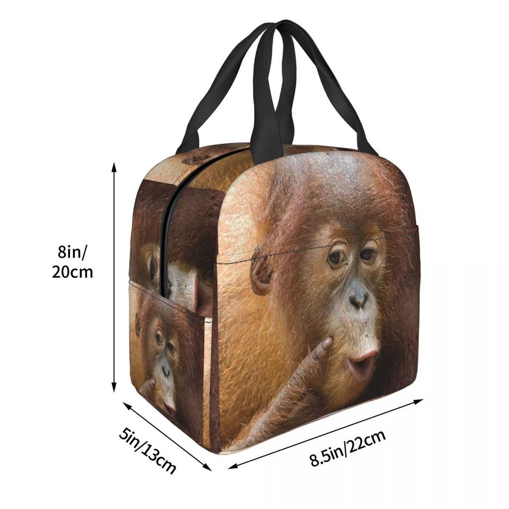 Gorilla Face Print Insulated Lunch Bag for Women Children Portable Food Boxes Thermal Lunch Box Tote