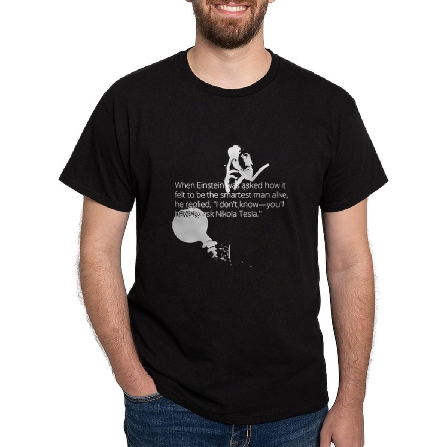 CafePress Tesla Einstein Quote T Shirt Men s 100% Cotton, Classic Graphic Dark T-Shirt S