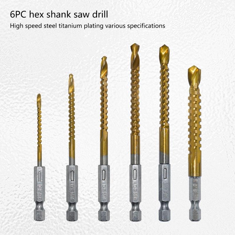 6Piece HSS Steel Twist Drill Bit Set for Wood, Plastic and Aluminum Sizes 3mm To 8mm
