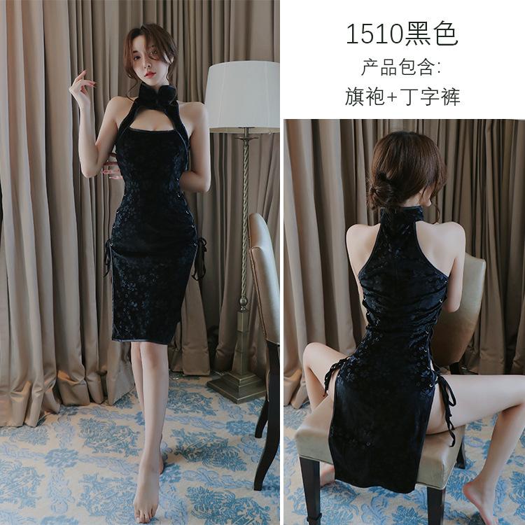 Sex underwear, sexy straps, seduction clothing, Republic of China style side split cheongsam women