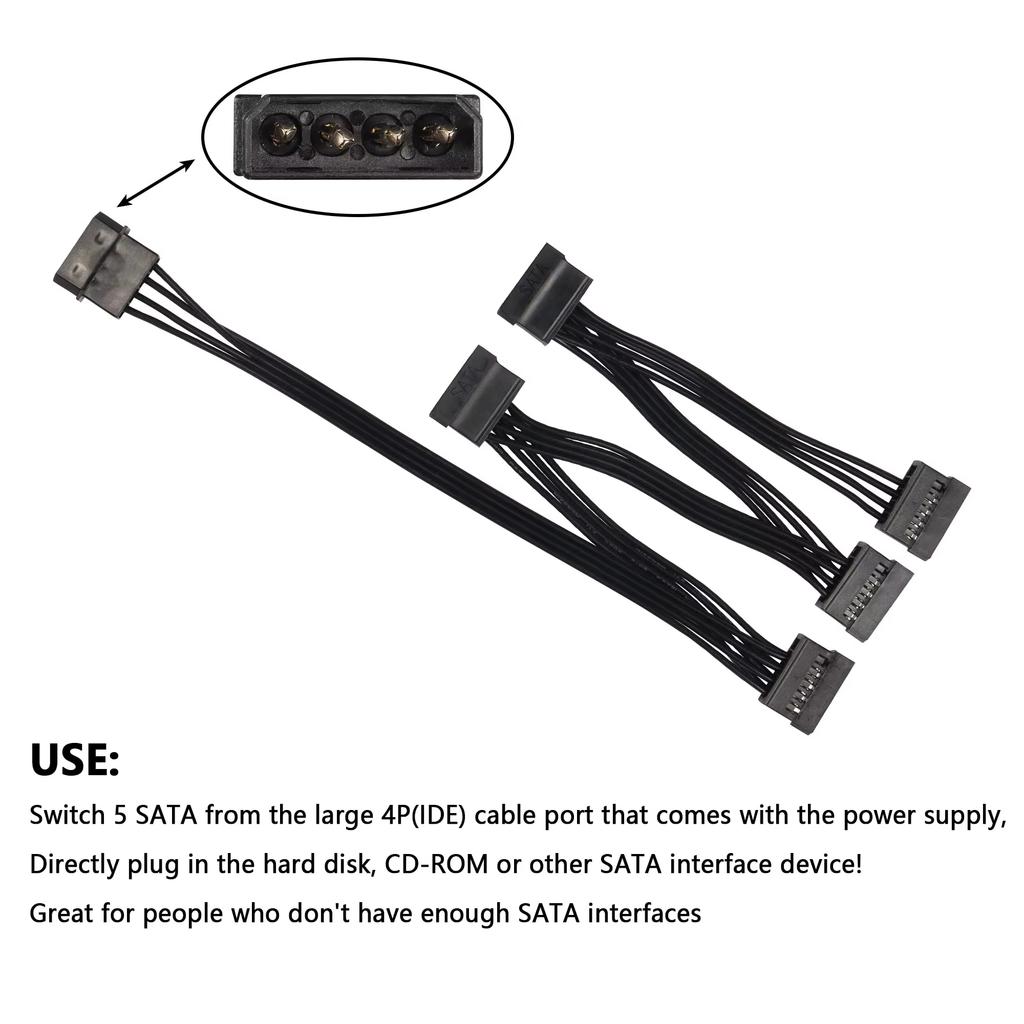 4Pin Hard Drive Power Cable 1 Male To 3/4/5/6 Female Splitter Adapter SATA Power Hard Disk Extension for DIY PC Sever