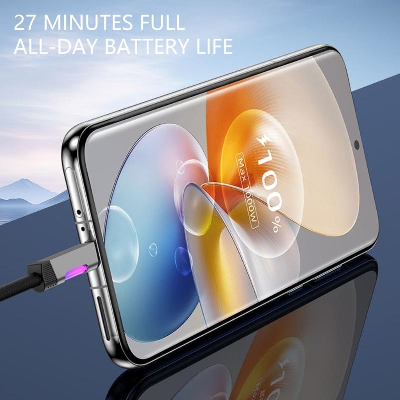 100W USB C Fast Charging Cable Alloy Texture Compatibility Power Cord Suitable for Various Phones Tablets Laptops
