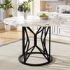 Round Dining Table (100×100×76cm), Kitchen Table, Coffee Table for 4-6, Suitable for Dining Room, Living Room, Metal Table Legs, Geometric, Black Legs