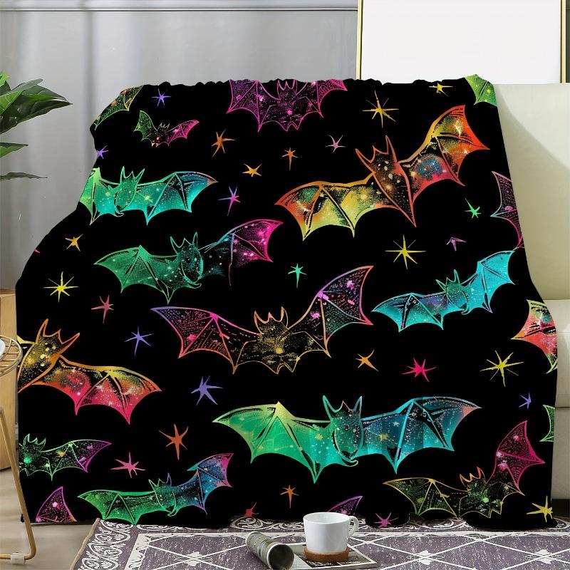[Vintage Halloween Bat Blanket Warm Vintage Halloween Bat Print Blanket Soft Sofa Bed Car Office Camping Gift for All Seasons