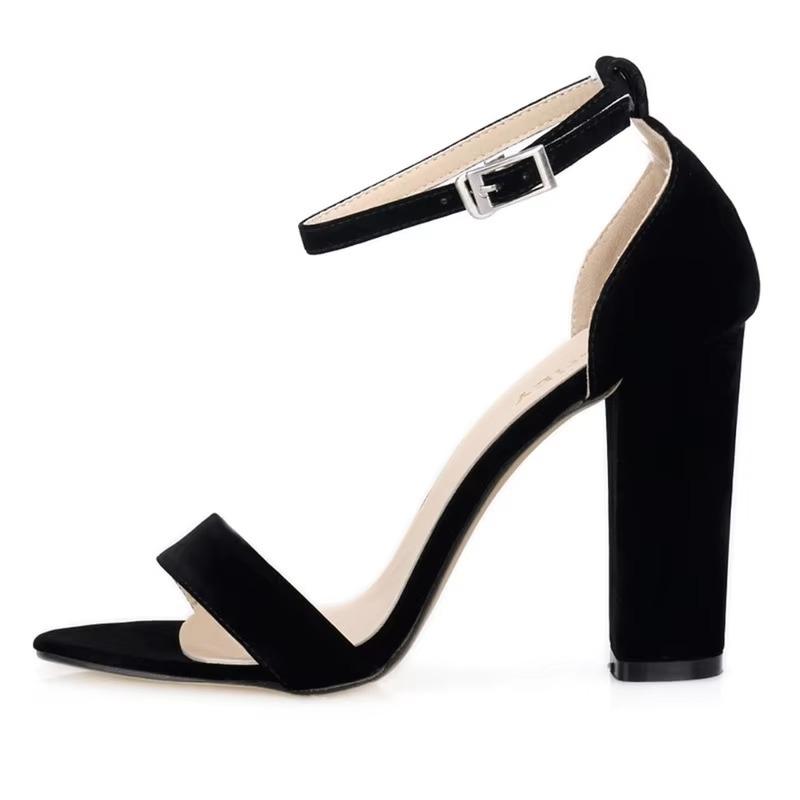 Newest Women Pumps Open Toe Sexy Ankle Straps High Heels Shoes Summer Ladies Bridal Suede Thick Heel Sandals