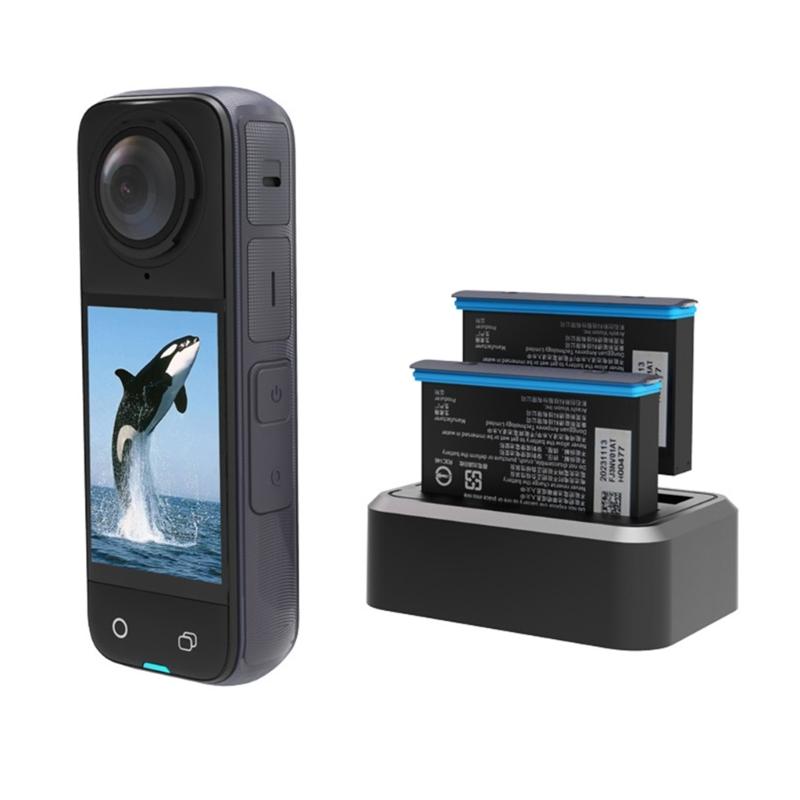 2 In 1 Battery Charger Hub 5V3A Power Adapter Dock For Action Camera Efficient Charging With USB Type C Connection Port