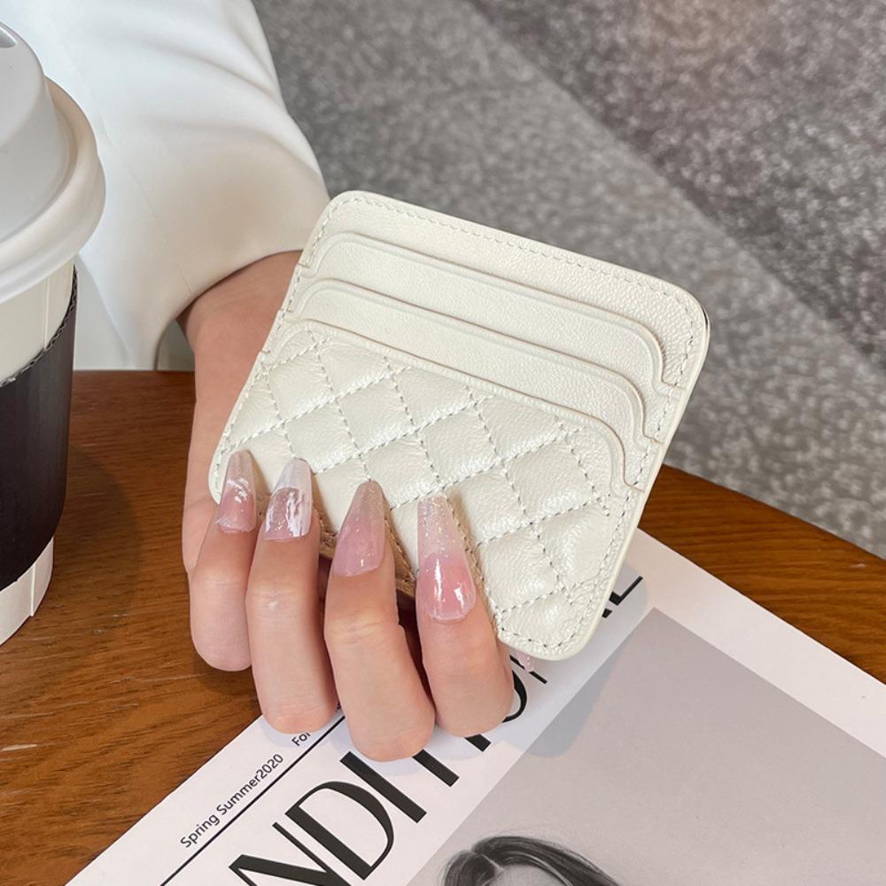 

Fashion Leather Card Holder Ultra-thin Multiple Card Slots Card Clamp Small Wallet for Women Men белый