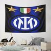 Inter Mailand Logo mit Sternen und Wappenmuster Wandbehang Wandteppich Dekorativer Wandteppich Heimdekoration für Schlafzimmer und Wohnzimmer
