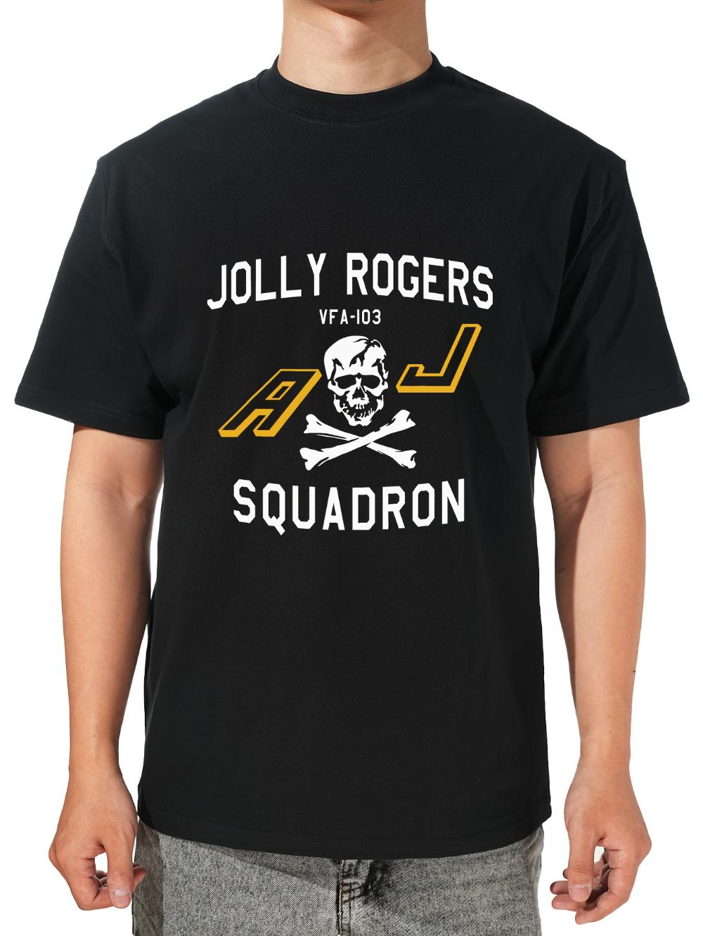 

Ginga Roger VFA-103 Squadron Skull Strike Fighter T-Shirt for Men Short-Sleeved Fun Design American Style Black Short Sleeve ... S разноцветный