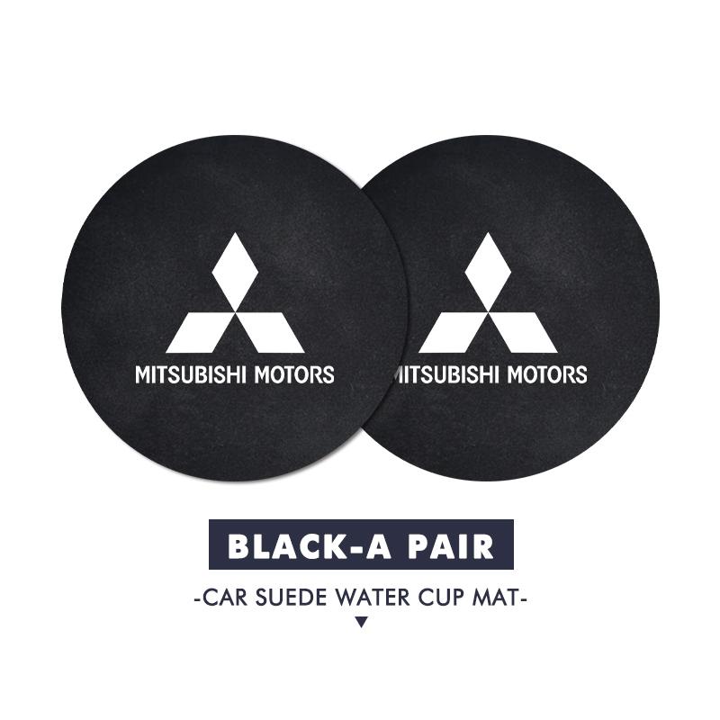 

2PCS Car Suede Coaster Water Cup Holder Anti-slip Pad Mat Accessories For Mitsubishi Outlander Lancer Eclipse Mirage Xpander