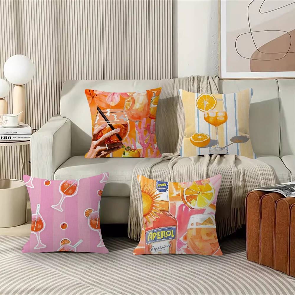 Aperol Spritz Art Pillow Cover Sofa Cushion Cover Home Room Decoration Children Gift