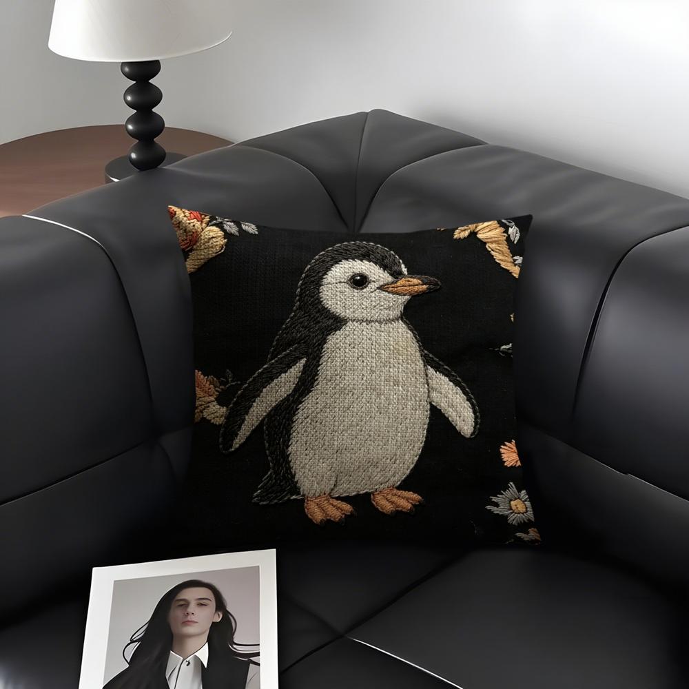 2D Scream Animals Retro Cushion Cover Natural Linen Organic Fabric Double-Sided Printing Sofa Home Decor Gift Pillow Case